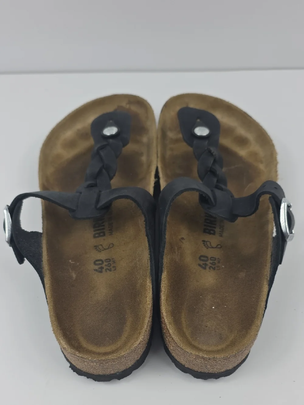 Birkenstock Gizeh Braided Black Leather Women's Sandals Size 9‎